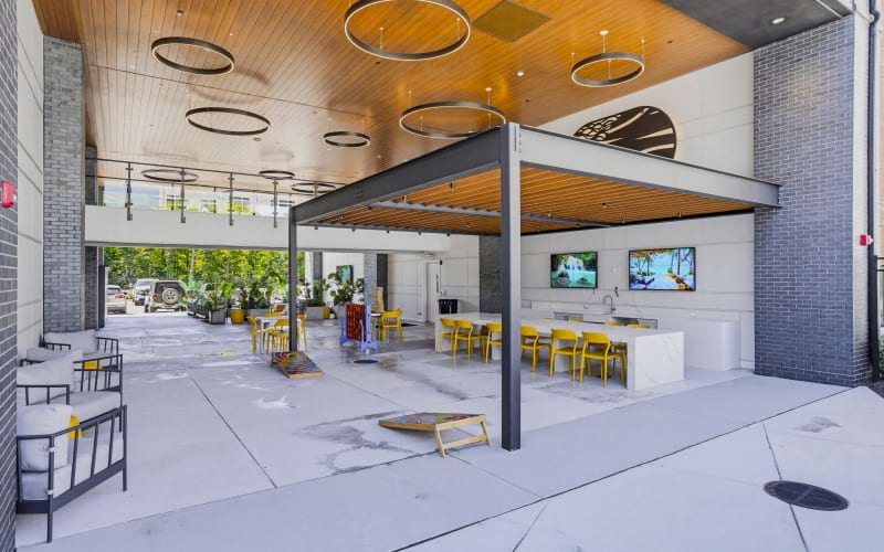 Beautiful breezeway with outdoor kitchen and ample light
