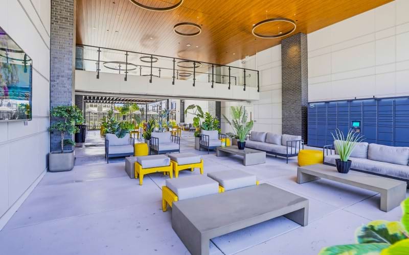 Beautiful breezeway with lounge seating and ample light