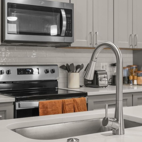 Well-lit kitchen with ample counter space