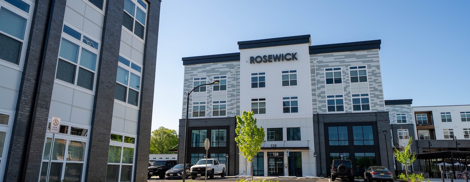 a building with a parking lot