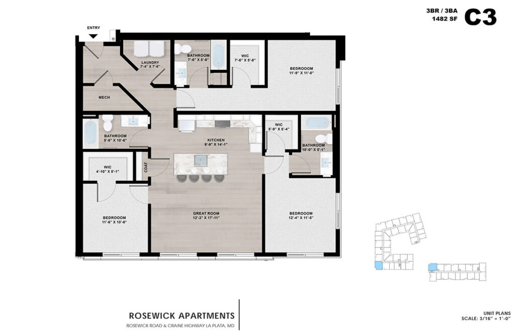 Rosewick Apartments Unit Plan Rendering 12